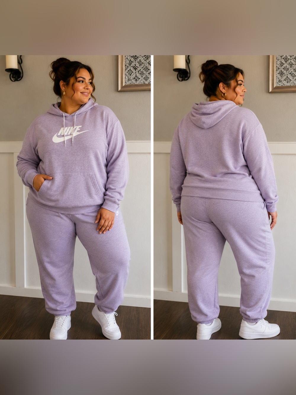 2 Pc SET! Nike Lavender Fleece Jogger Sweatpants Women’s 2X Plus Size 3X Top